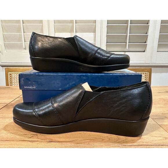 SAS Nora Slip On Loafer Black/Lizard Size 10 Slim NIB Leather Comfort Modern - Picture 7 of 12